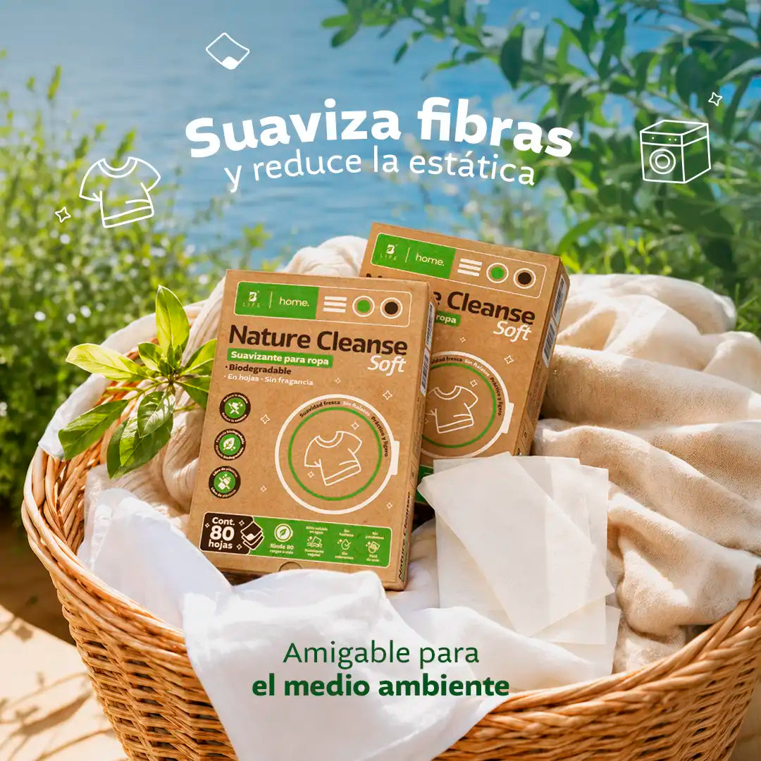 Suavizante para ropa en hojas | Nature Cleanse Soft | Fórmula Biodegradable | 80 Hojas