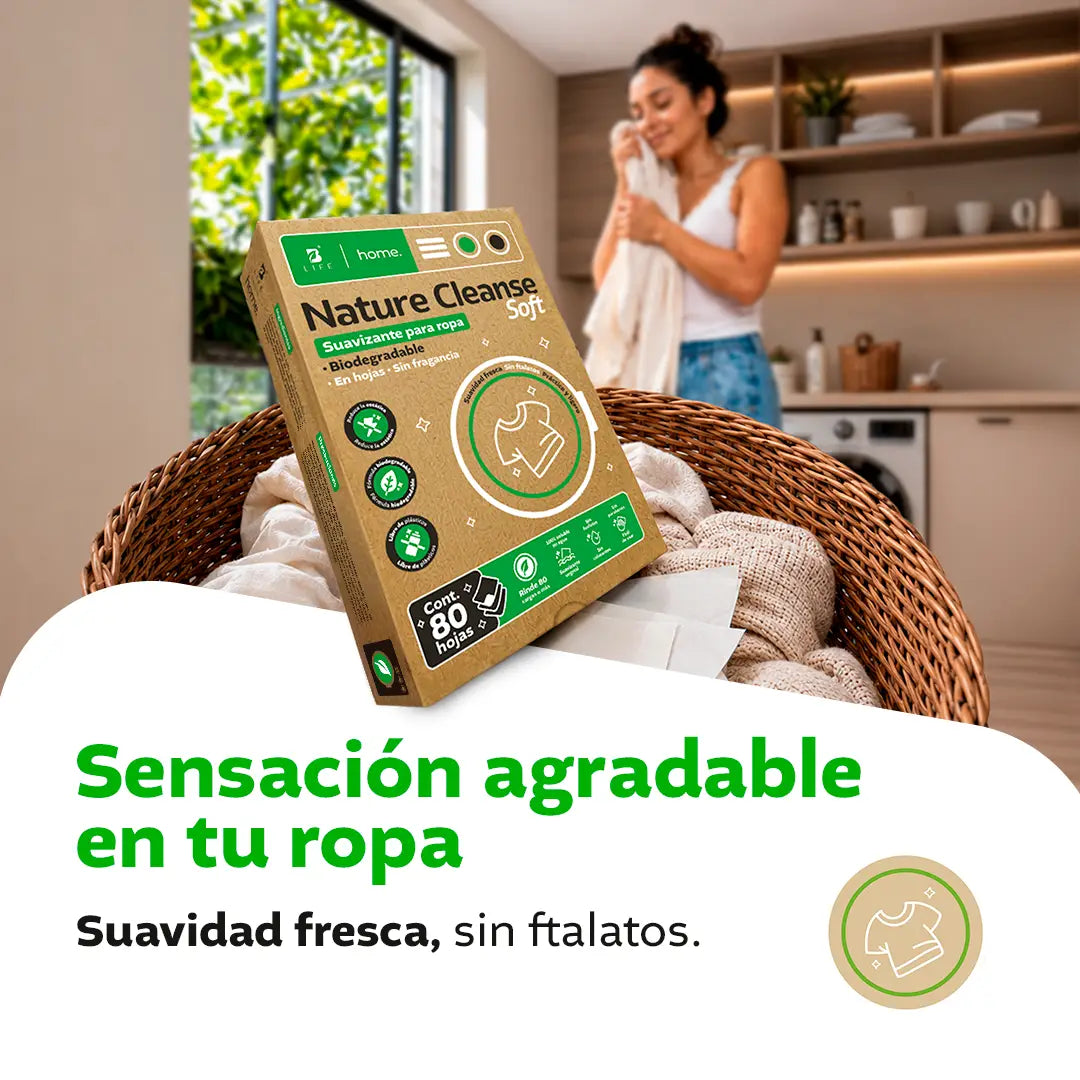 Suavizante para ropa en hojas | Nature Cleanse Soft | Fórmula Biodegradable | 80 Hojas
