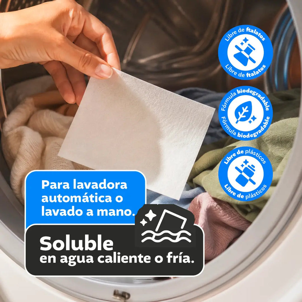 Detergente para ropa en hojas | Nature Cleanse | Fórmula Biodegradable | 80 Hojas