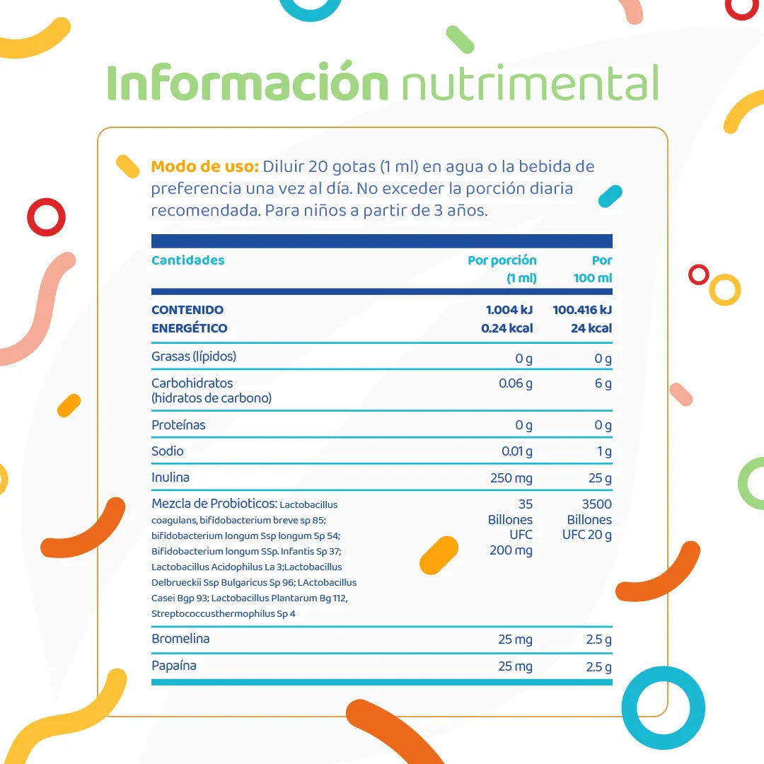 Probióticos en Gotas con 9 Cepas, Inulina y Bromelina